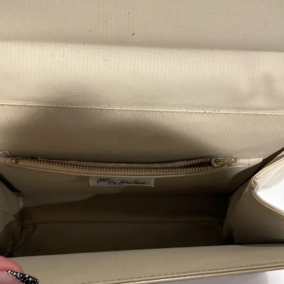 Vintage John Hort Handbag - Made in Canada Orange Brown Cream and gold tone - Picture 8 of 15